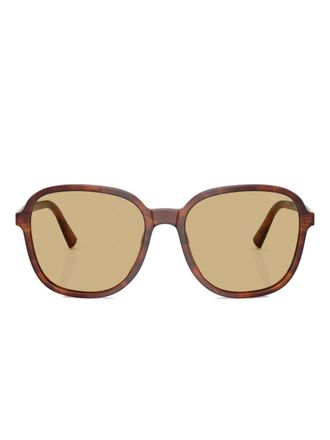 Miu Miu Eyewear Zonnebril met geometrisch montuur en logo - Bruin