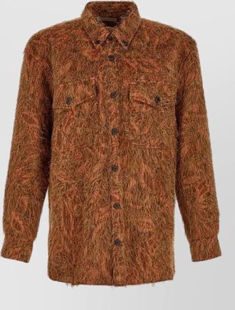 Dries Van Noten shaggy jacquard shirt jacket