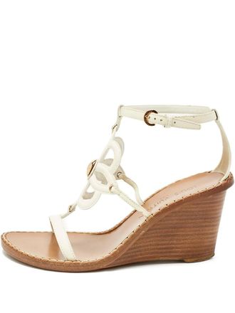 Louis Vuitton cut-out wedge sandals - women - Calf Leather/Calf Leather/Calf Leather - 37.5 - Neutrals