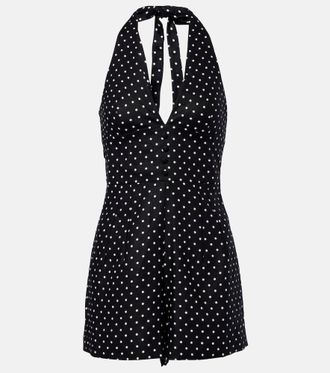 Faithfull The Brand Sofia polka-dot halterneck linen romper