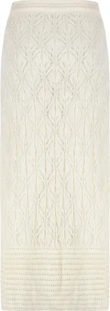 Le Kasha Womens Openwork-Knit Skirt White Linen