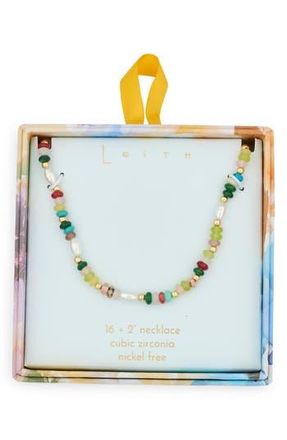 Leith Beaded Necklace in Rainbow Multi- Gold at Nordstrom Rack
