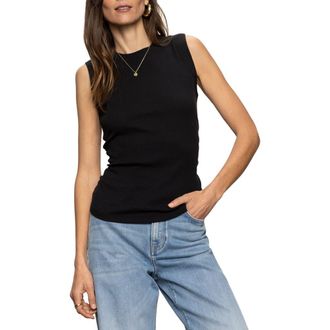 Sanctuary Ruched Rib Tank in Black at Nordstrom, Size Small