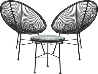 Sklum Conjunto De Sal&oacute;n Con 2 Sillones Y Mesa Auxiliar En Acero Y Mimbre Sint&eacute;tico New Acapulco Sklum