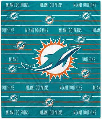 Pegasus Sports Miami Dolphins Nfl Team Center Stripe Logo Fleece Throw