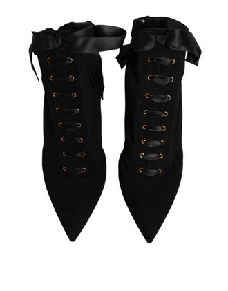 Dolce & Gabbana Womens Lace-Up Stiletto Boot Black Goat