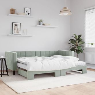 vidaXL Vidaxl - Sof&aacute; Cama Nido Con Colch&oacute;n Terciopelo Gris Claro 80x200 Cm