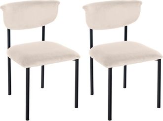 Clp Juego de 2 sillas de comedor Gambell terciopelo Crema