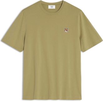 Maison Kitsuné Tops, Heren, Groen, XL, Katoen, Fox Head Patch T-shirt