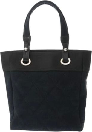 Chanel Pre-owned Handbags, female, Black, Size: ONE SIZE Pre-owned Vintage Canvas Tote Bag