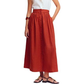 Boden Emma Linen Maxi Skirt in Burnt Henna at Nordstrom, Size 12