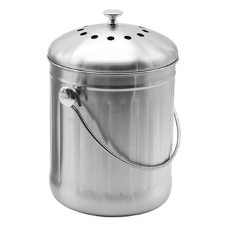 OEM Cubo De Compostaje De Acero Inoxidable Inodoro Para Cocina - Compostador De Cocina - Incluye Filtros De Carb&oacute;n De Repuesto (acero Inoxidable Brillante