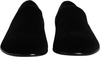 Dolce & Gabbana Black Velvet Slip On Loafers Formal Mens Shoes