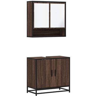 vidaXL Set de muebles baño 2 pzas madera contrachapada marrón roble Vidaxl