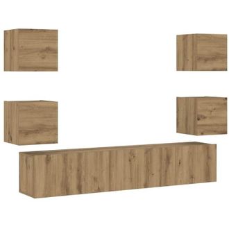 vidaXL Vidaxl - Muebles De Tv De Pared 6 Uds Madera Ingenier&iacute;a Roble Artesanal