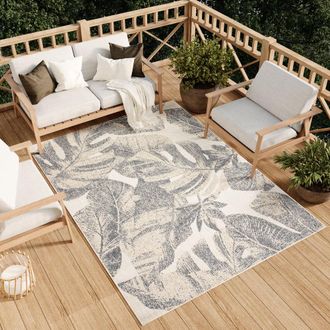 Tapiso Alfombra de exterior de polipropileno en gris y crema 140x200 cm