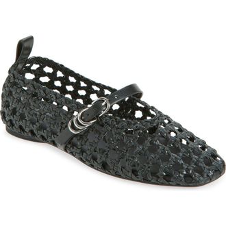 Rag & Bone Spire Woven Mary Jane Flat in Black at Nordstrom, Size 10.5Us