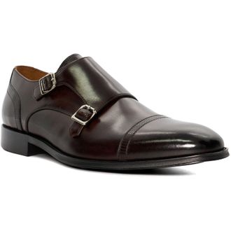 Dune London Saloon Leather Mens Brown Double Monk Shoes - Size UK 12