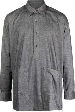 The Power for the People button placket long-sleeve shirt - men - Cotton - L - Black