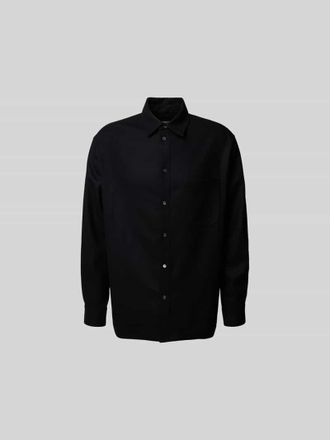 Maison Kitsun&eacute; Regular Fit Freizeithemd aus reiner Wolle in Black, Gr&ouml;&szlig;e S