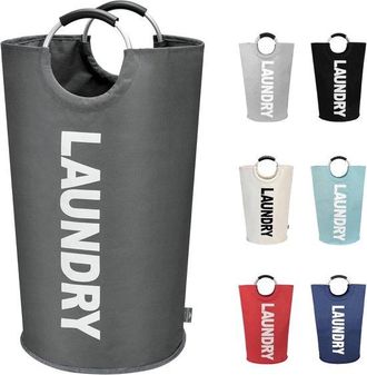 OEM Cesto De Ropa Grande, Bolsa De Lavander&iacute;a Plegable Con Asa, Capacidad De 90 Litros, Color Blanco Roto, 79 Cm X 38 Cm