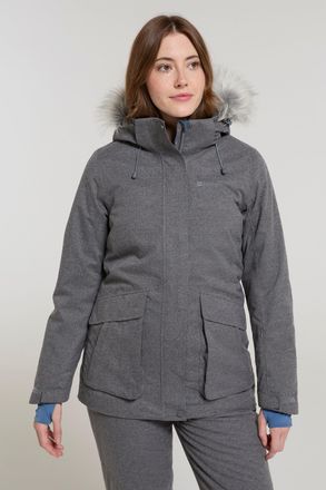 Mountain Warehouse Snow II Womens Padded Ski Jacket Waterproof Breathable Winter Coat Grey