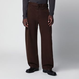 Christophe Lemaire Brown cotton trousers with belt
