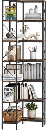 HOMCOM Homcom Estanter&iacute;a De Esquina De 7 Niveles En Forma De L, Estanter&iacute;a Industrial, Para Dormitorio, Sal&oacute;n, Estudio, 60x60x198 Cm, Marr&oacute;n R&uacute;stico