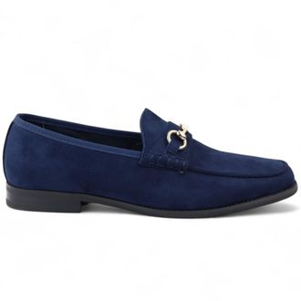 Infinity Leather Marineblauwe su&egrave;de mocassins met leren voering voor heren