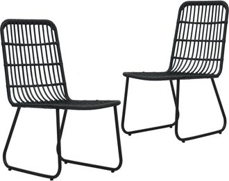 vidaXL Sillas De Jard&iacute;n 2 Unidades Rat&aacute;n Sint&eacute;tico Negro Vidaxl