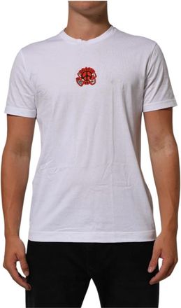 Dolce & Gabbana DG Love Patch T-shirt met ronde hals - Heren - T-shirts - Wit - 4XL - Katoen - Tops