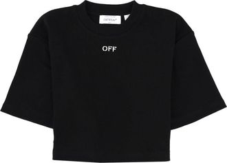 Off-white Cropped T Shirt With Logo