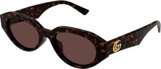 Gucci Ovale Zonnebril - Dames - Zonnebrillen - Bruin - 53 MM - Accessoires