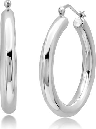 MAX + STONE 925 Sterling Silver Polished Chunky Hoop Earrings