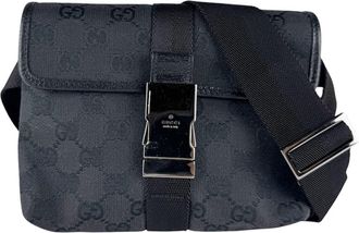 Gucci Black Gg Canvas Fanny Pack Sling Bag (Pre-Owned)