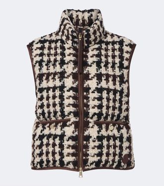 Moncler Gilet in misto lana e cotone con pelle