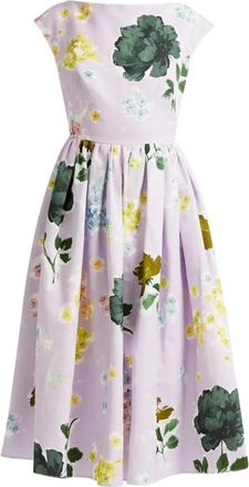 Erdem Bloemen paarse jurk met V-hals - Dames - Casual kleedjes - Paars - 2XS - Kleedjes