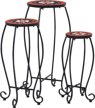 vidaXL Mosaic Tables 3 pcs Terracotta and White Ceramic, 46704