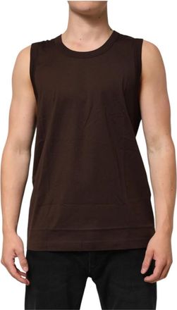 Dolce & Gabbana Bruine Mouwloze Tanktop van Katoen - Heren - Tops zonder mouwen - Bruin - S - Katoen - Tops