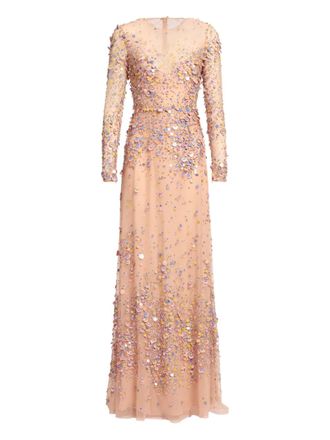 Elie Saab sequin-embellished maxi dress - women - Viscose/Silk/Organic Cotton - 44 - Pink
