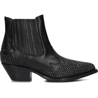 Stefano Lauran Schoenen, Dames, Zwart, 39 EU, Leer, Zwarte Leren Enkellaarzen