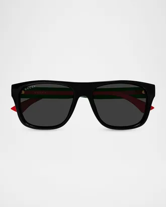 Gucci Men & apos;s GG2119S-001 Green and Red Acetate Rectangle Sunglasses