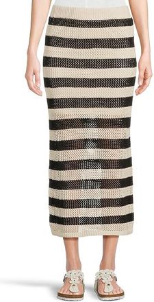 Sanctuary Crochet Sweater Skirt Womens Skirt Black/Chalk Stripe 2 : LG (US 10-12), Cotton