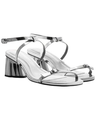 Farm Rio Farm Rio Silver Monstera Heel Scallop Leather Sandal