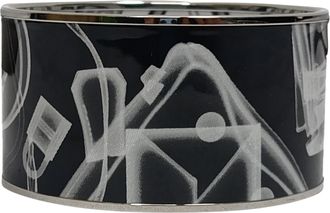 Herm&egrave;s Herm&egrave;s Please, Check-In Bangle Armband in Zwart Metaal