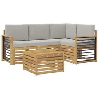 vidaXL Conjunto De Sof&aacute;s De Exterior 5 Pcs Blanco Y Gris Claro Vidaxl