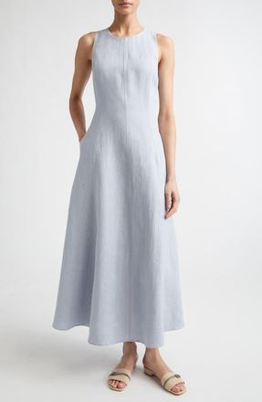 Eleventy Sleeveless Linen Midi Dress in Sky Blue at Nordstrom, Size 00 Us