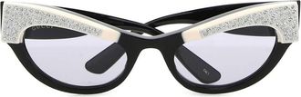 Gucci Womens Occhiale Crystal-Embellished Cat-Eye Sunglasses Black Acetate