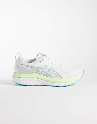 Asics Gel-Kayano 33 sneakers da corsa bianche e azzurro acqua-Bianco