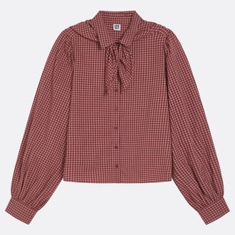 La Redoute Collections Geruit overhemd met sjaalkraag en lange mouwen